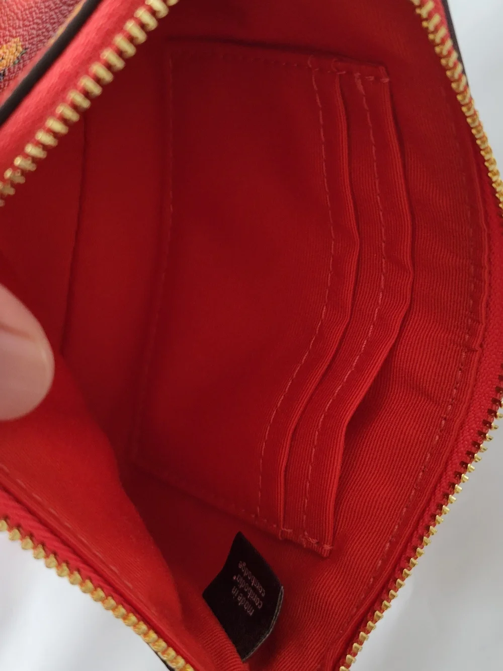 Coach Red Floral Wristlet Clutch with Gold Logo